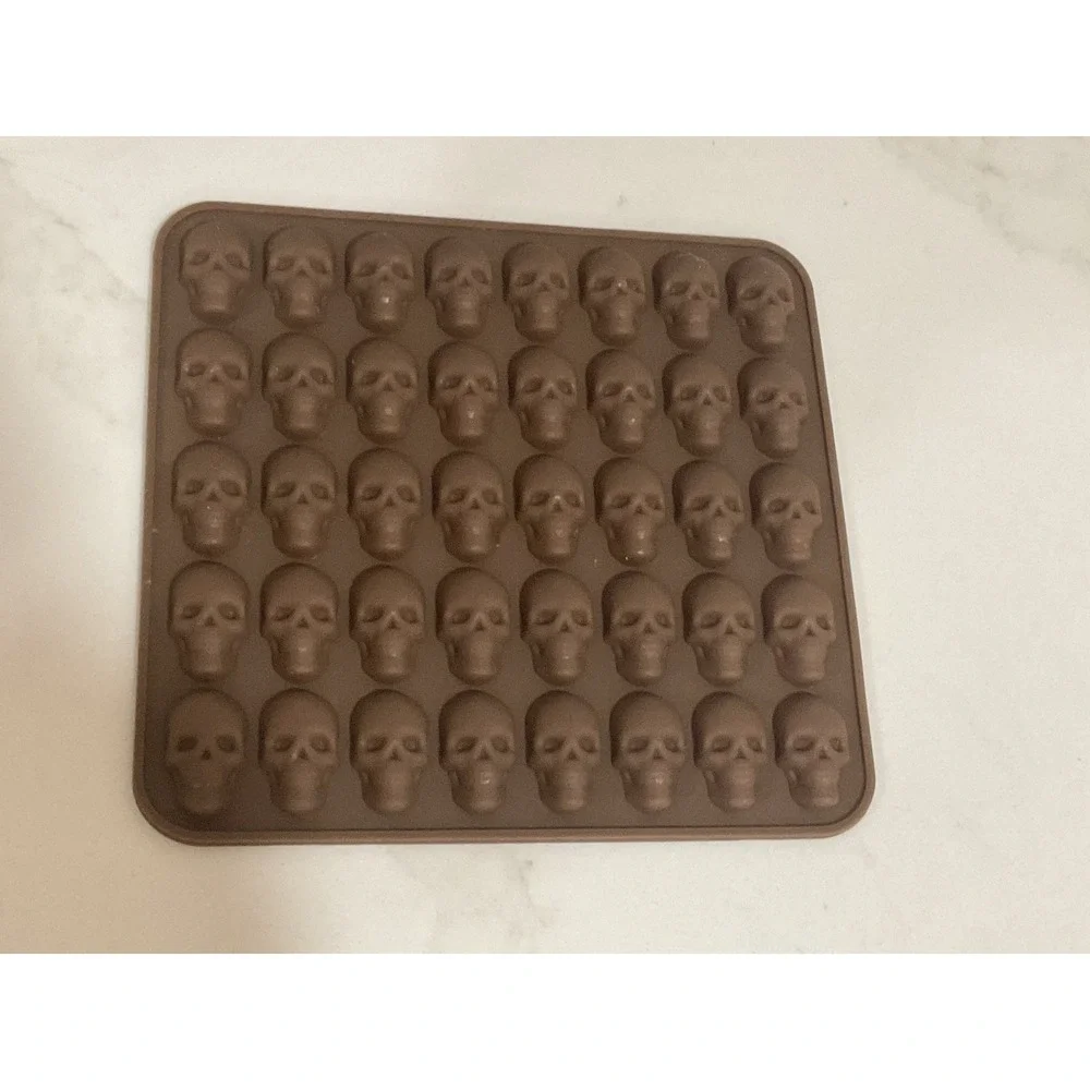 2 Pack Skull Gummy Silicone Molds, 40 Cavity Halloween Mini Skeleton Head Candy